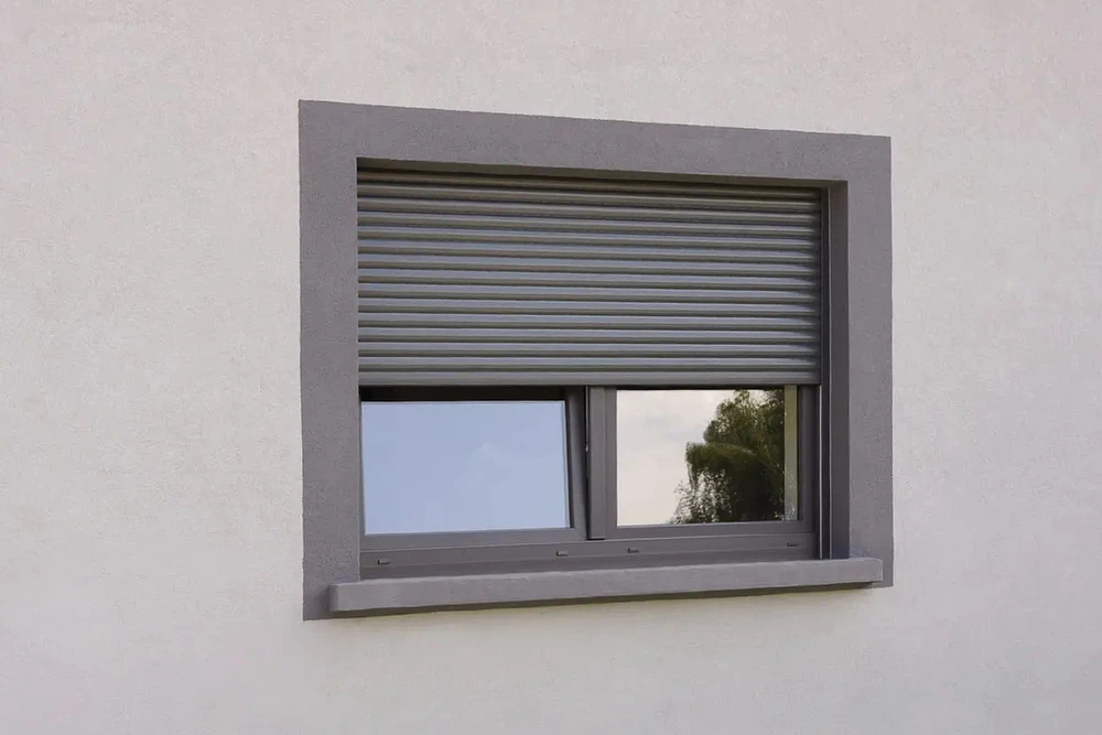 Façade extérieure d'un bâtiment avec mur crépi beige