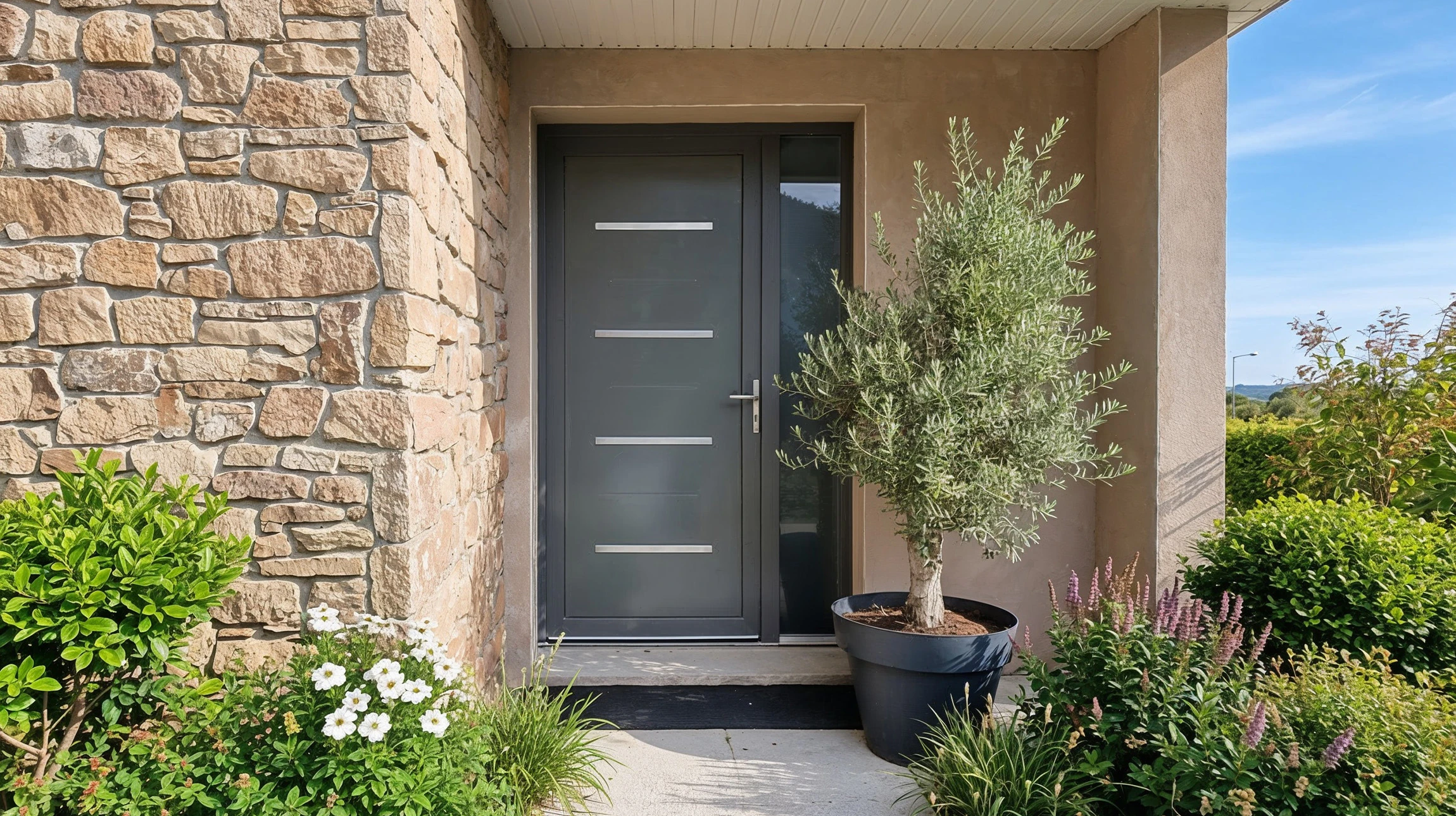 Porte de coffre-fort bancaire en acier inoxydable avec volant de manœuvre central à six branches, deux cadrans de combinaison circulaires gradués, poignée ergonomique coudée et charnières renforcées